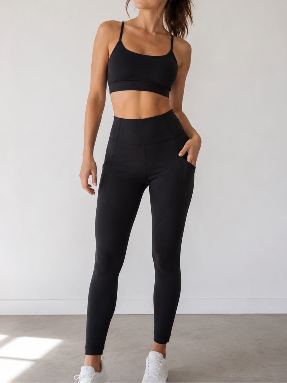 Lululemon Black High Rise Running Leggings Size 6 | Side Pocket Athletic Yoga